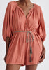 Paisie Balloon Sleeve Playsuit in Pink Close Up